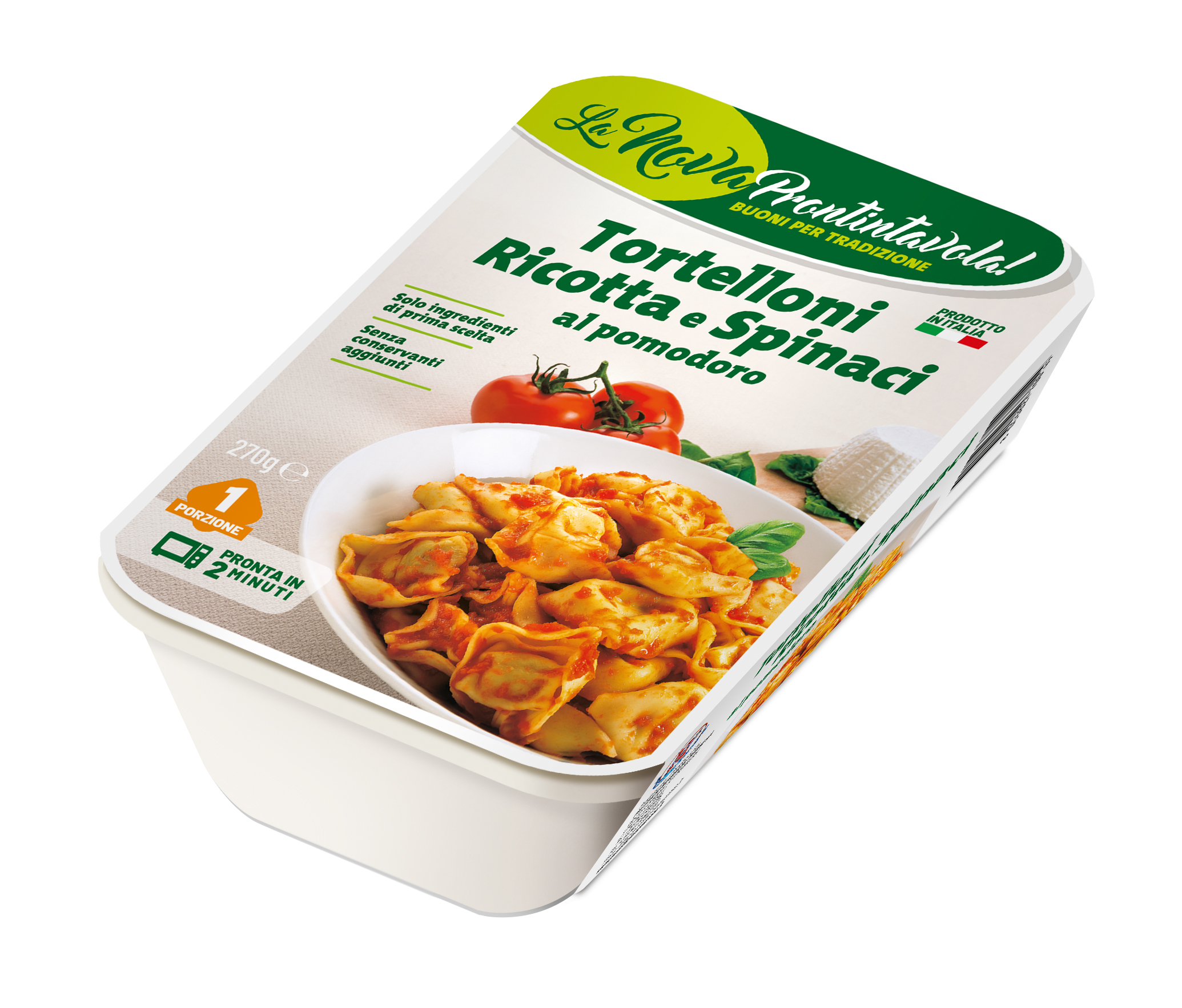 Tortelloni ricotta spinaci <br>al pomodoro